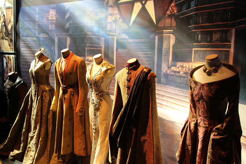 On the left: The wedding outfits of Tyrion and Sansa. The Red Viper Prince Oberyn. Then, Margaery Tyrell's epic wedding dress and both Joffrey's and Cersei's outfit from their Purple Wedding. Photo: Jan F. Lindsø